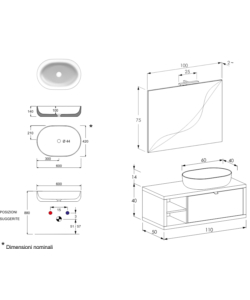 Mobile bagno "tintoretto" cemento, 110 cm